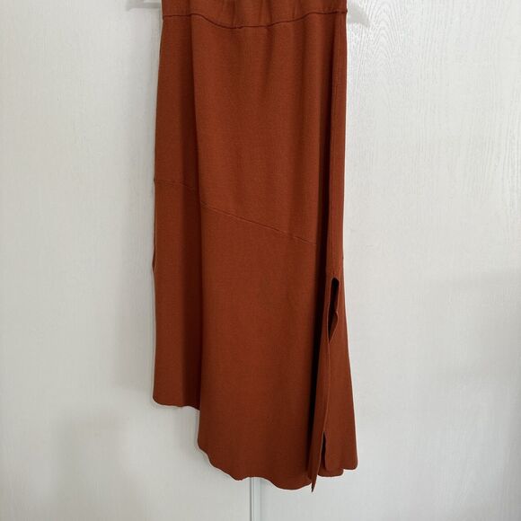 HOUSE OF HARLOW 1960 Knit Asymmetrical Maxi Skirt Orange Side Slit Size Small - Picture 4 of 12